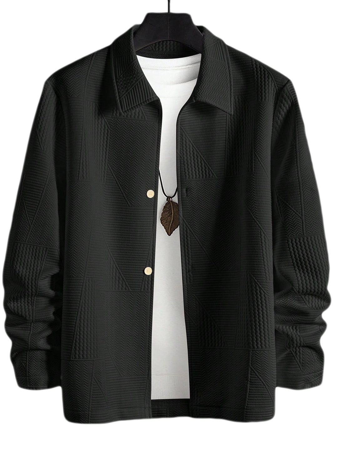Men's structured shirt jacket in patchwork relief with shirt collar StylebySassy