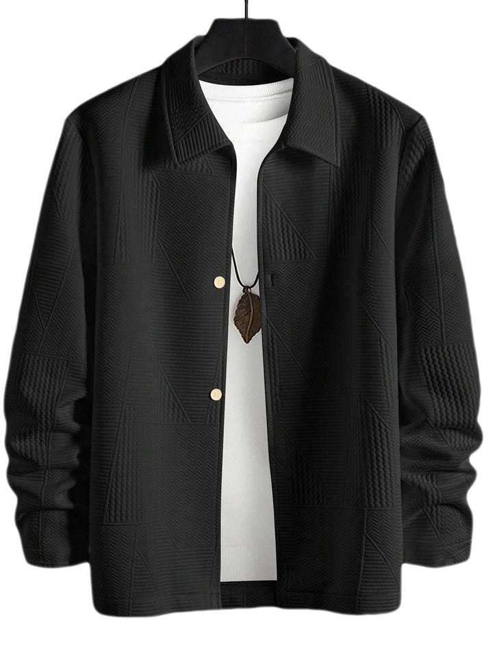Men's structured shirt jacket in patchwork relief with shirt collar StylebySassy