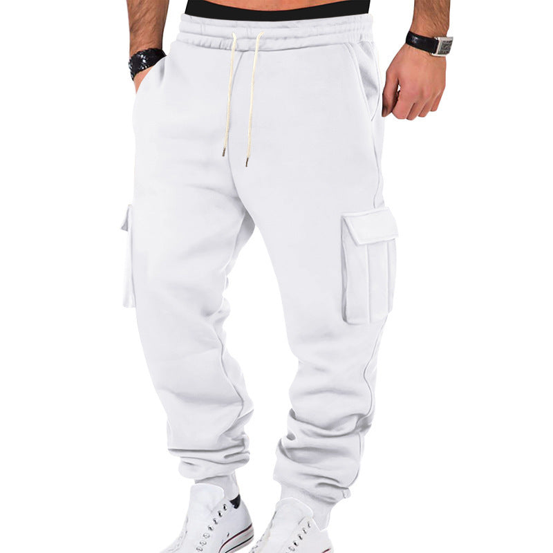 Men's casual cargo sweatpants with drawstring waistband, flap pockets and slim ankle cuffs StylebySassy