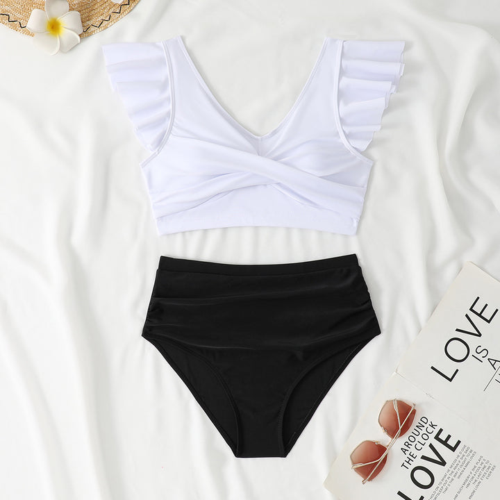 Ladies Two-Piece High-Waist Bikini Set with Ruffle Details StylebySassy