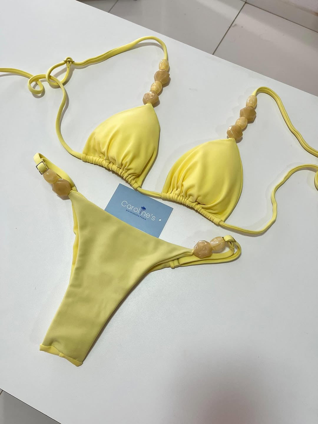 Women Triangle Bikini with elastic bands and decorative details StylebySassy