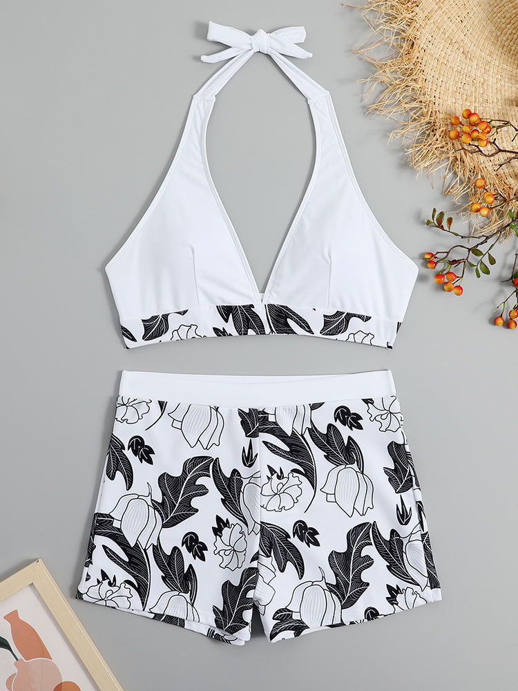 Ladies triangle bikini with floral shorts design StylebySassy