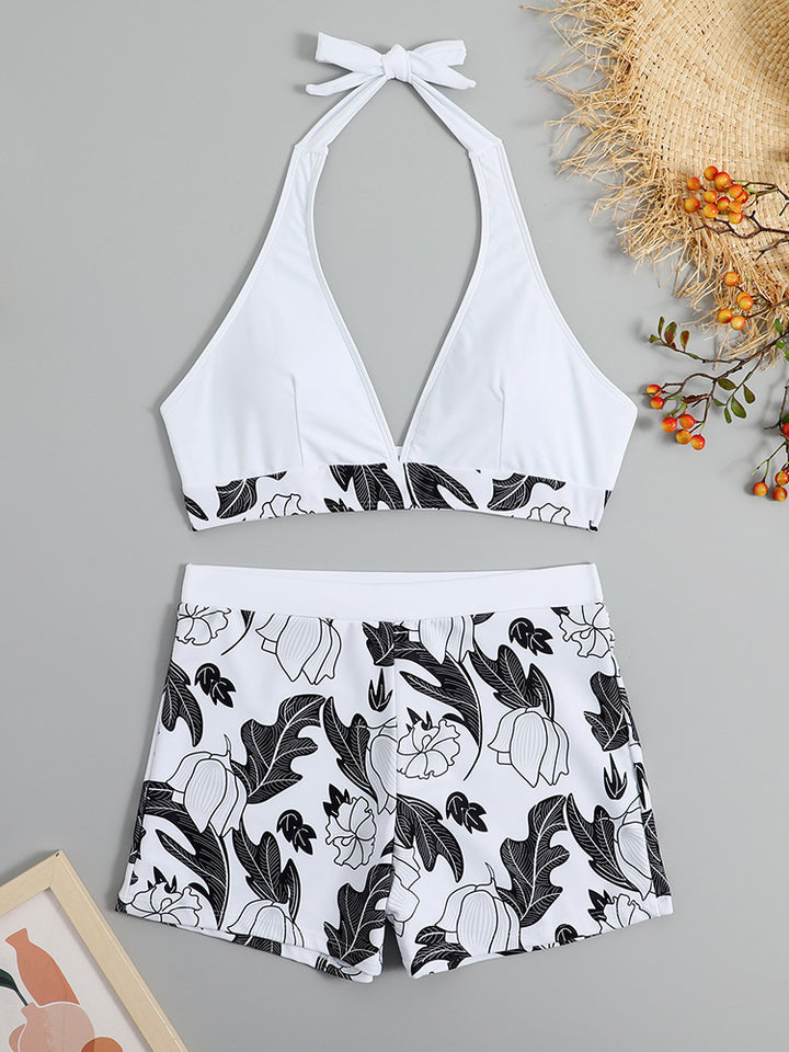 Ladies triangle bikini with floral shorts design StylebySassy