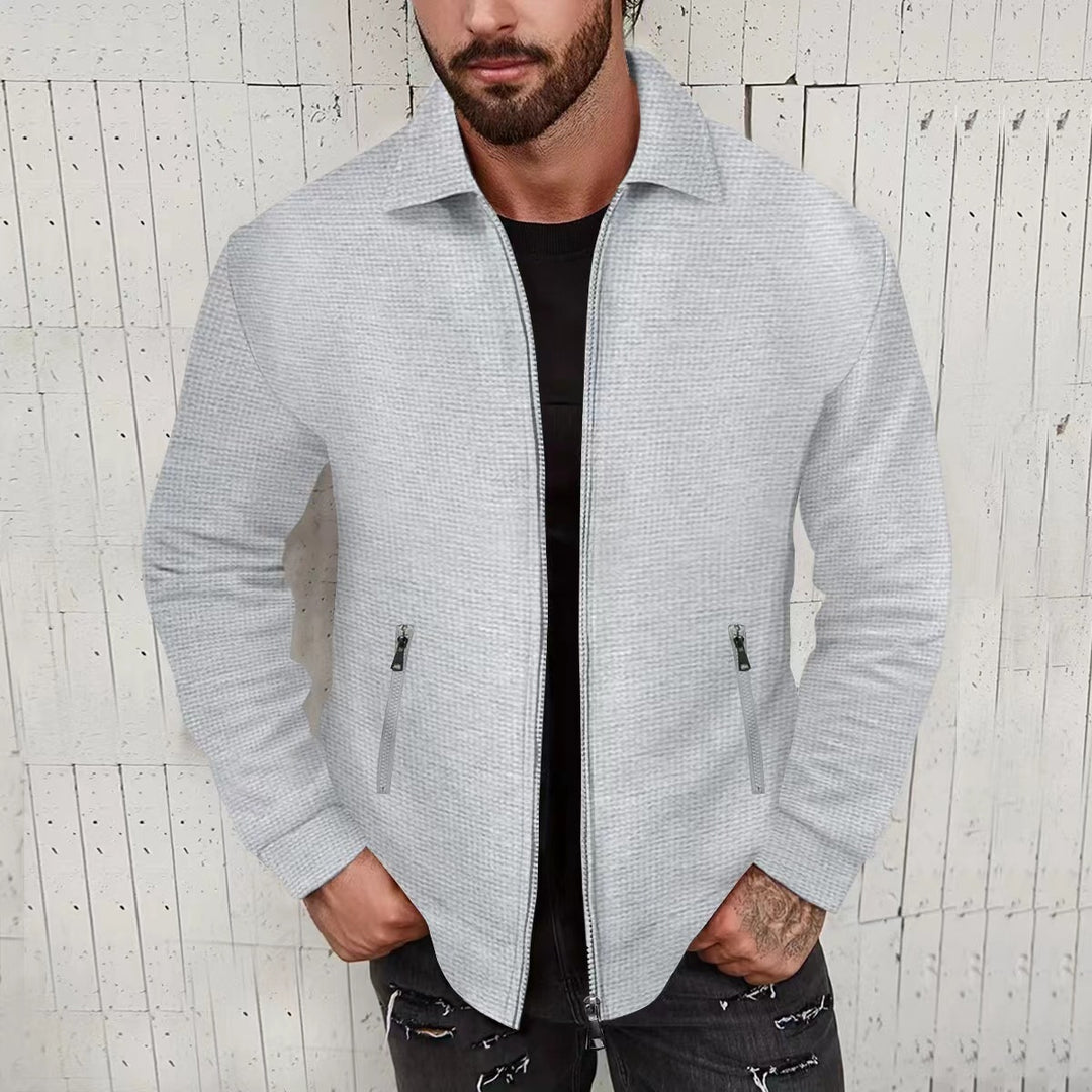 Men's nano structured shirt jacket with shirt collar two-way zipper and zippered pockets StylebySassy