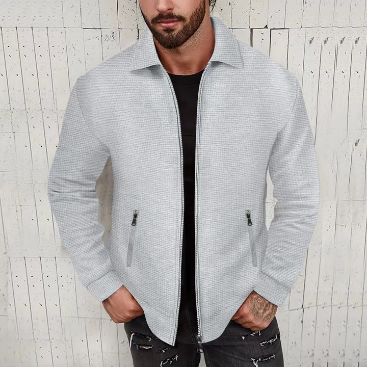 Men's nano structured shirt jacket with shirt collar two-way zipper and zippered pockets StylebySassy