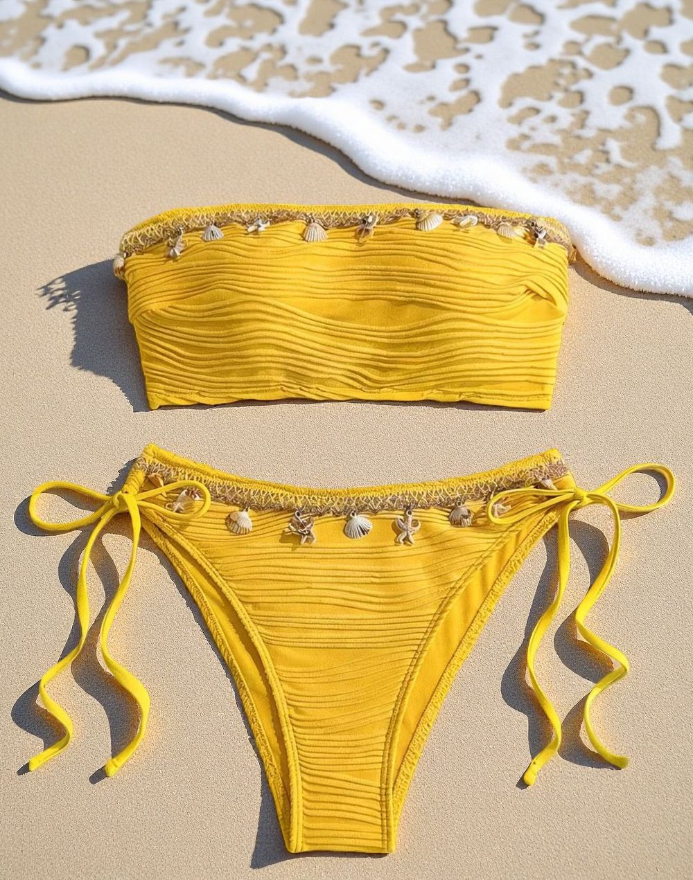 Women's bandeau bikini with intricate shell details StylebySassy