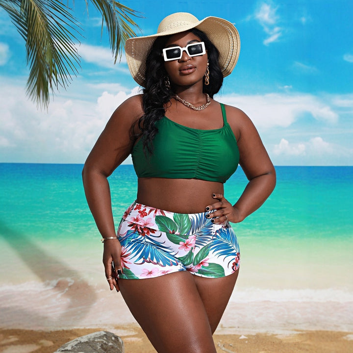 Women’s bikini set with gathered top and floral bottom StylebySassy