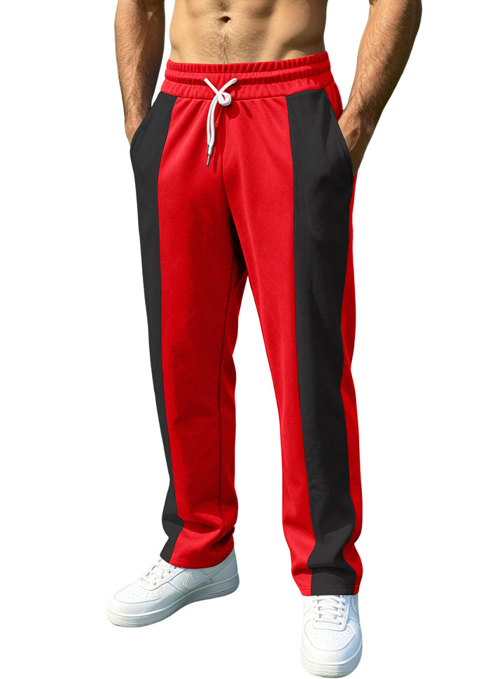 Men's straight-cut training pants with contrast side inserts, elastic drawstring waistband, and side pockets StylebySassy
