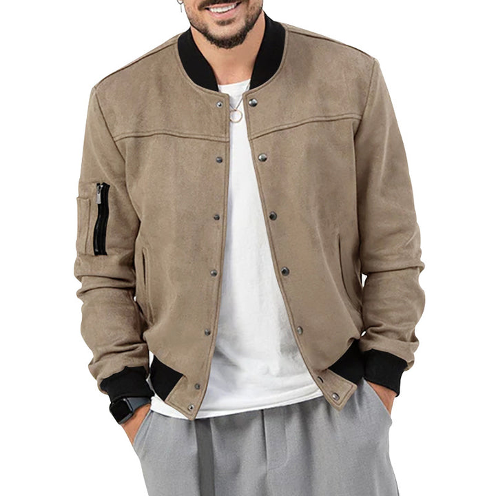 Men's bomber jacket in suede look with snap button closure and arm pocket StylebySassy