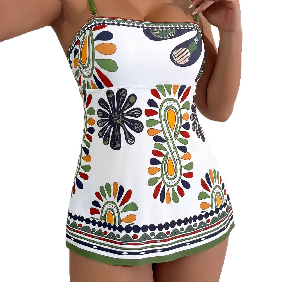 Women's swim dress with colorful pattern StylebySassy