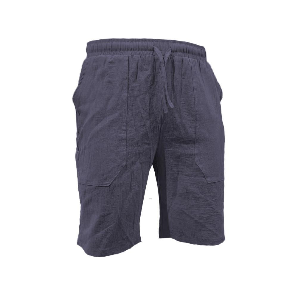 Men's casual travel Bermuda shorts with crinkle texture, adjustable drawstring, and large volume patch pockets StylebySassy