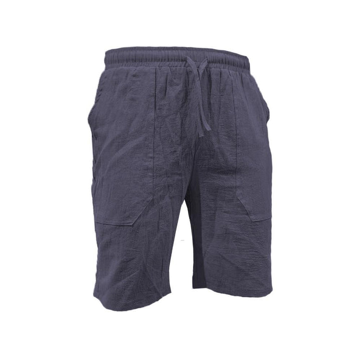 Men's casual travel Bermuda shorts with crinkle texture, adjustable drawstring, and large volume patch pockets StylebySassy
