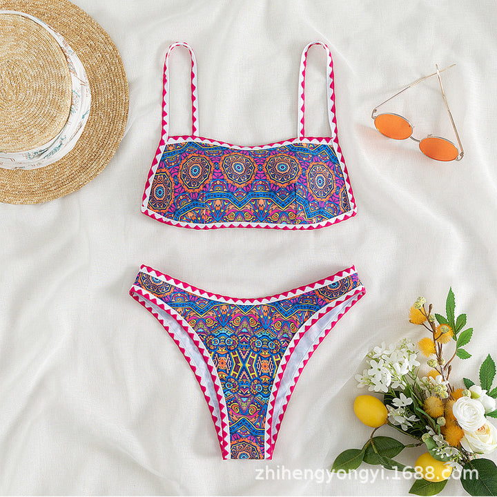 Women's bandeau bikini with trendy ethnic pattern StylebySassy