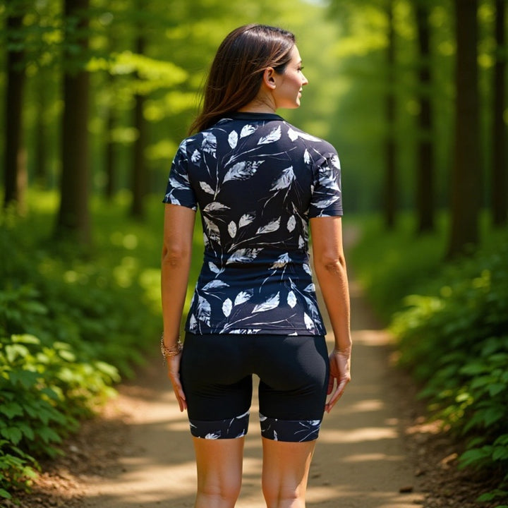 Women's sporty short-sleeve swimsuit with floral pattern StylebySassy