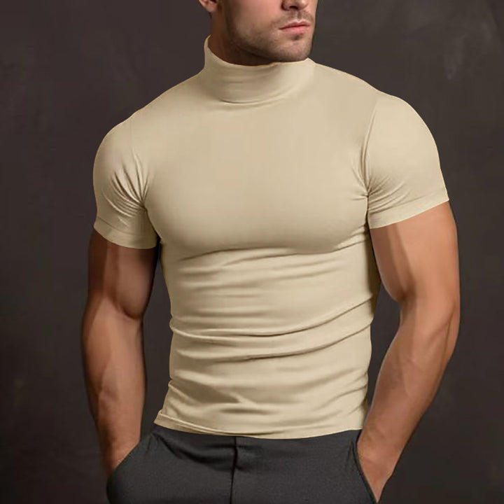 Men's fitted elastic short sleeve roll neck top StylebySassy