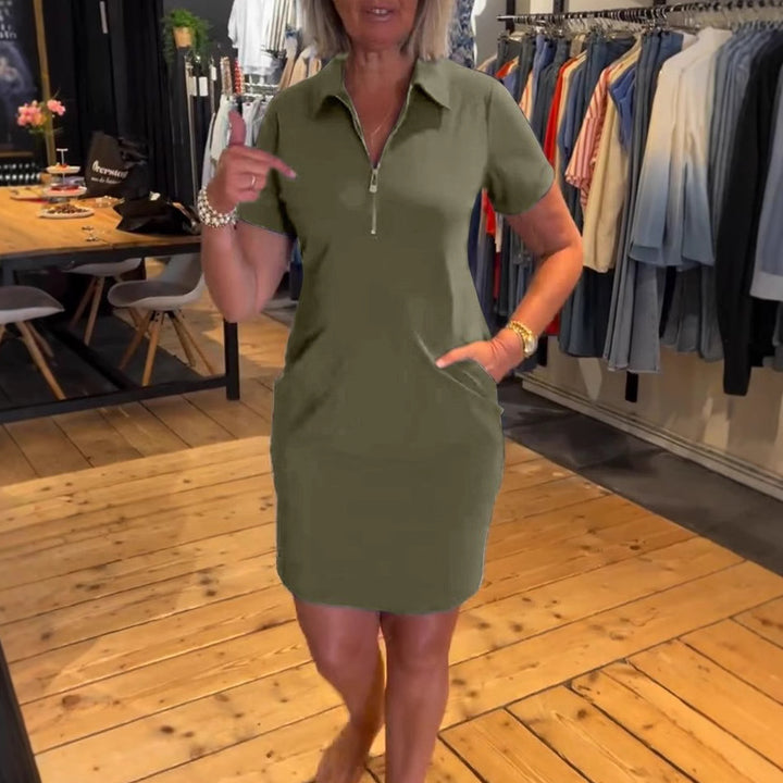 Women's nan legeres polo dress made of jersey with half front zipper and side pockets StylebySassy