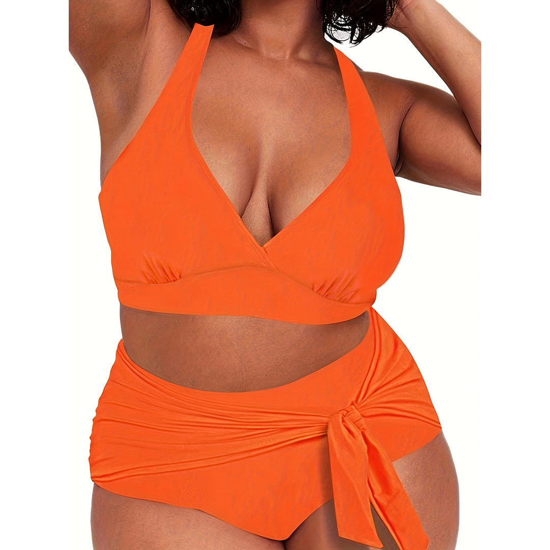 Women's Two-Piece Swim Outfit with Casual Wrap Skirt StylebySassy
