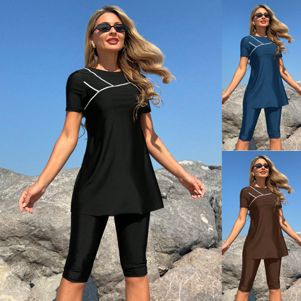Ladies sports suit with short top and cycling shorts StylebySassy