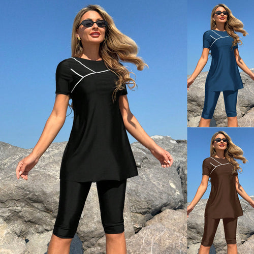 Ladies sports suit with short top and cycling shorts StylebySassy