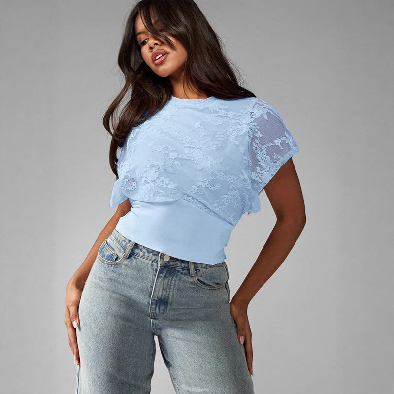 Women Elegant structured top with lace details StylebySassy