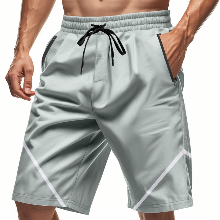 Men's breathable training shorts with zippered pockets and elastic drawstring waistband StylebySassy