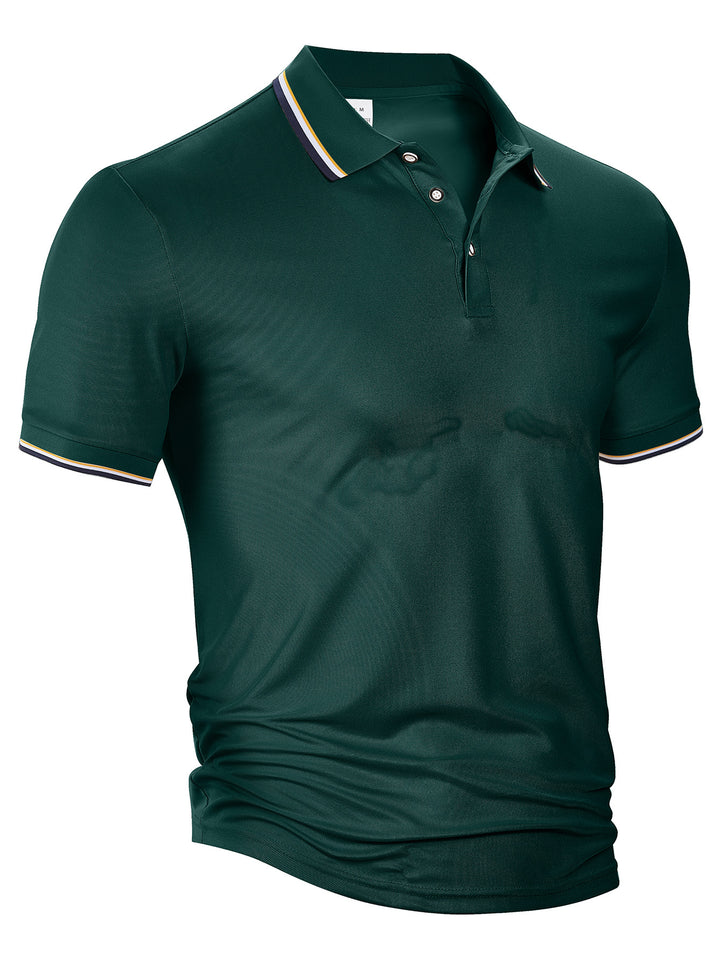 Men's classic polo shirt made of piqué with contrasting stripes at the collar StylebySassy
