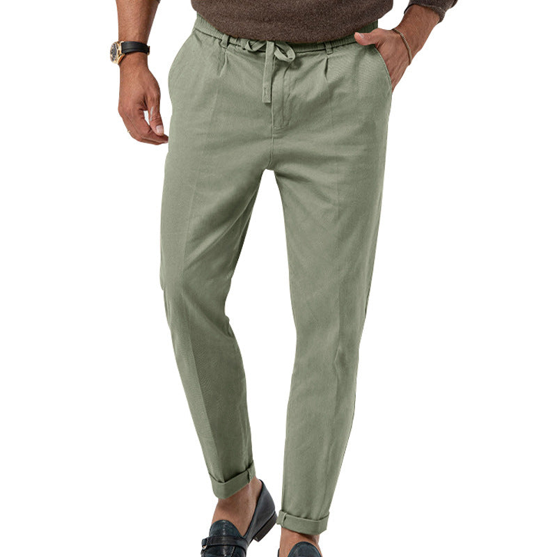 Men's lightweight linen pants with drawstring and slim fit StylebySassy