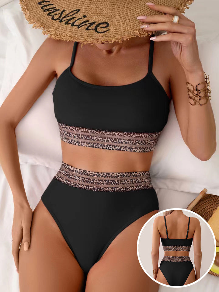 Women's High-Waisted Bikini Set with Fashionable Leopard Details StylebySassy
