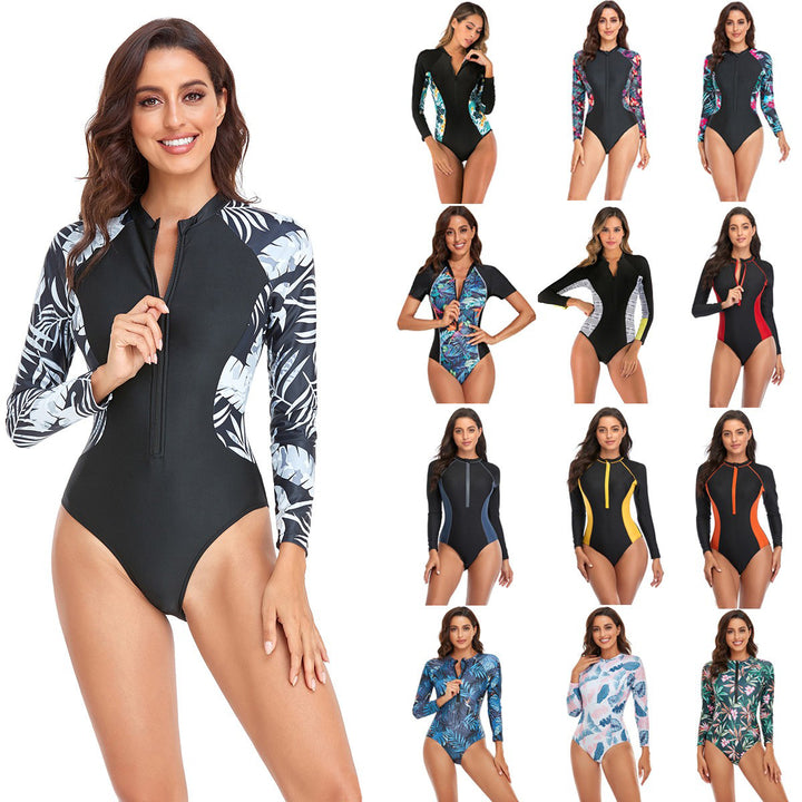 Women's Sporty Short Sleeve Swimsuit with Trendy Floral Pattern StylebySassy