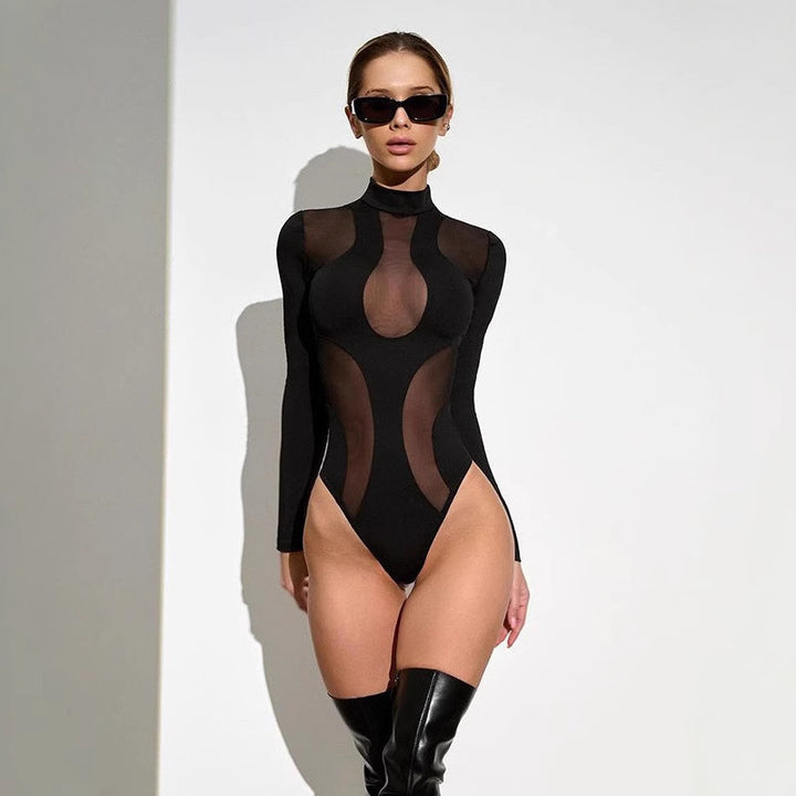 Women's long sleeve bodysuit with transparent inserts StylebySassy