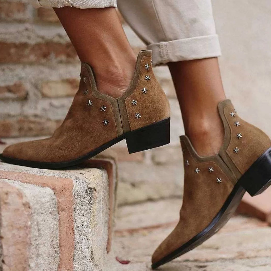 Women's Studded Ankle Boots with Pointed Toe
