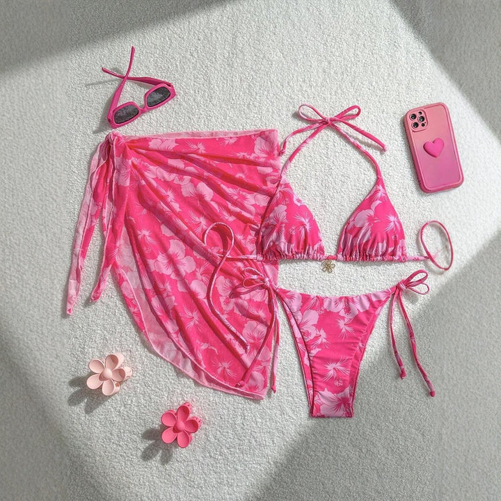 Women Triangle Bikini Set with adjustable straps and wrap StylebySassy