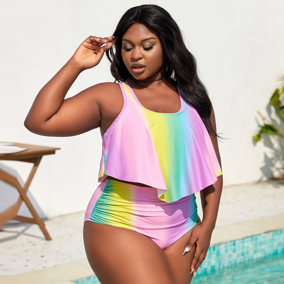 Women's Tankini Set with Flowing Top and High-Cut Shorts StylebySassy