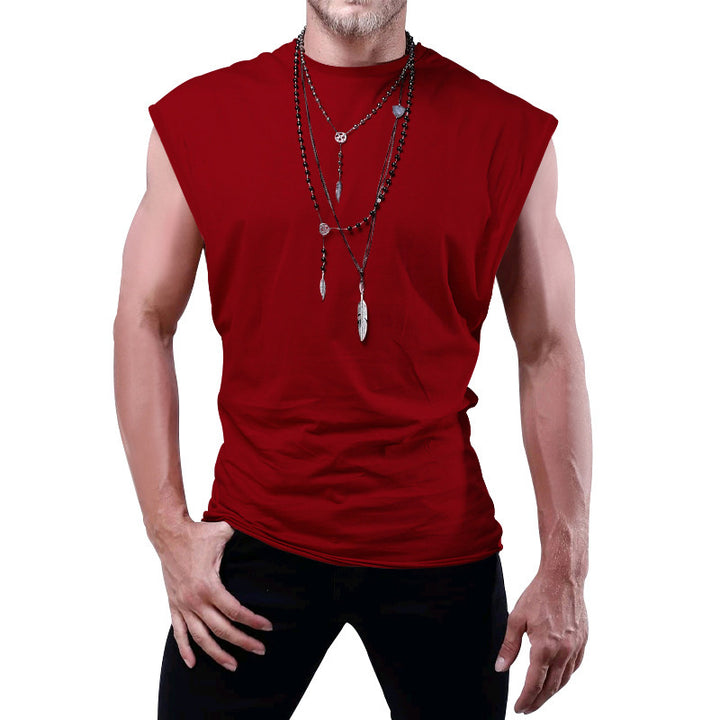 Men's fitted sleeveless muscle shirt made of cotton blend with wide shoulder sections StylebySassy