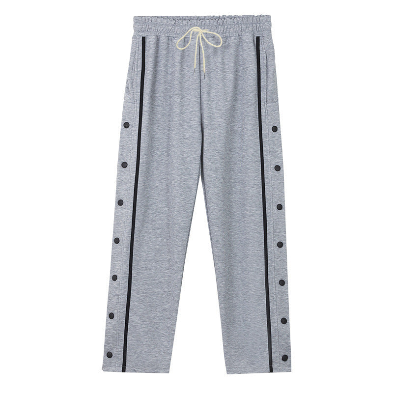 Unisex nan light sports training pants with snap button placket and elastic drawstring waistband StylebySassy