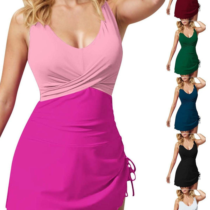 Ladies sporty jumpsuit with wrap skirt and deep V-neck StylebySassy