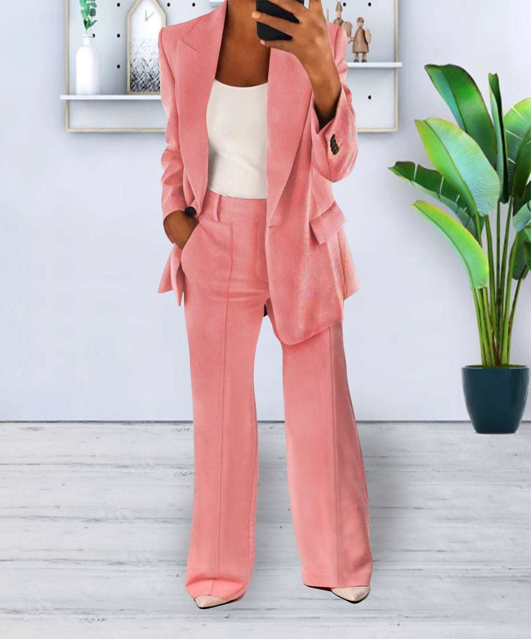 Women's Two-Piece Suit with Button-Front Blazer