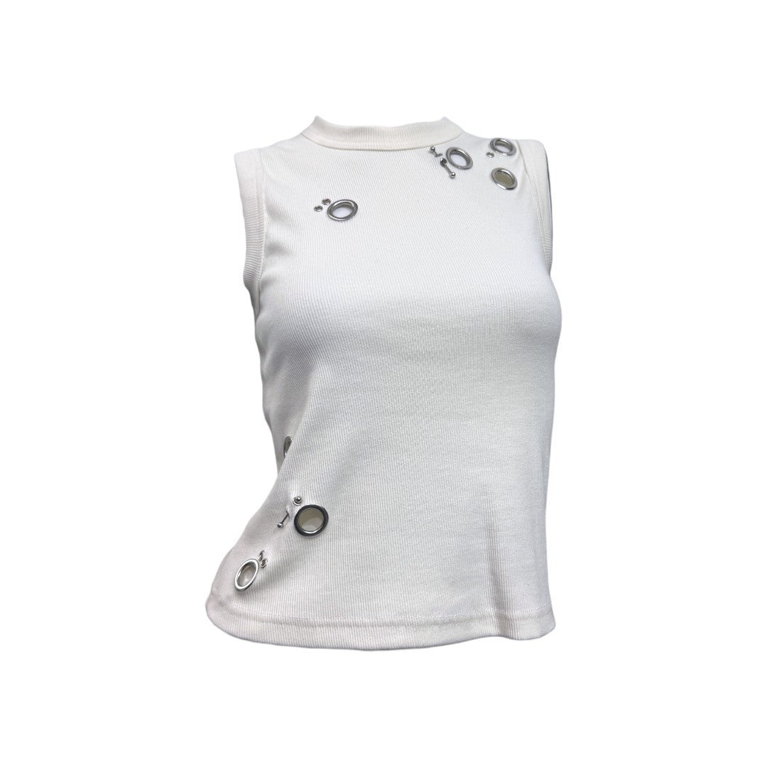 Women's Sporty Top with Decorative Eyelets StylebySassy