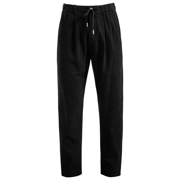 Men's casual pleated trousers with elastic drawstring waistband and tapered leg StylebySassy