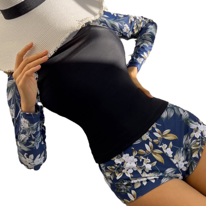 Women Sporty Long Sleeve Swimsuit with Floral Design StylebySassy