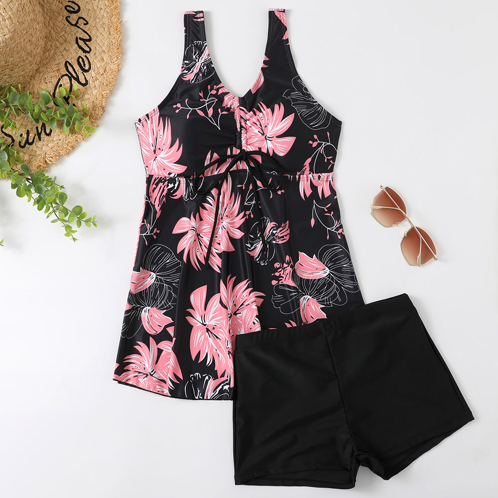 Ladies Tankini Set with Fashionable Floral Print and Ruffles StylebySassy