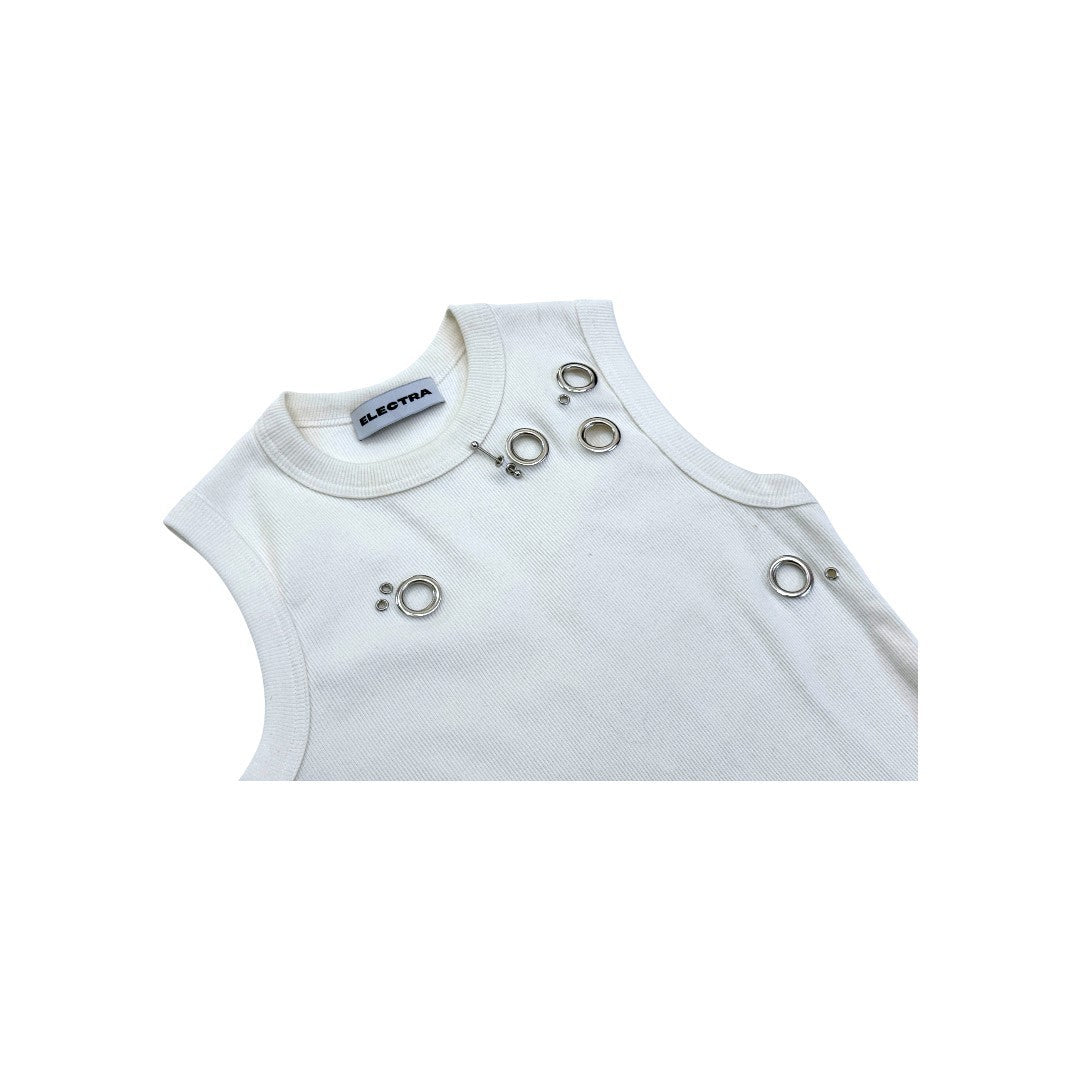 Women's Sporty Top with Decorative Eyelets StylebySassy