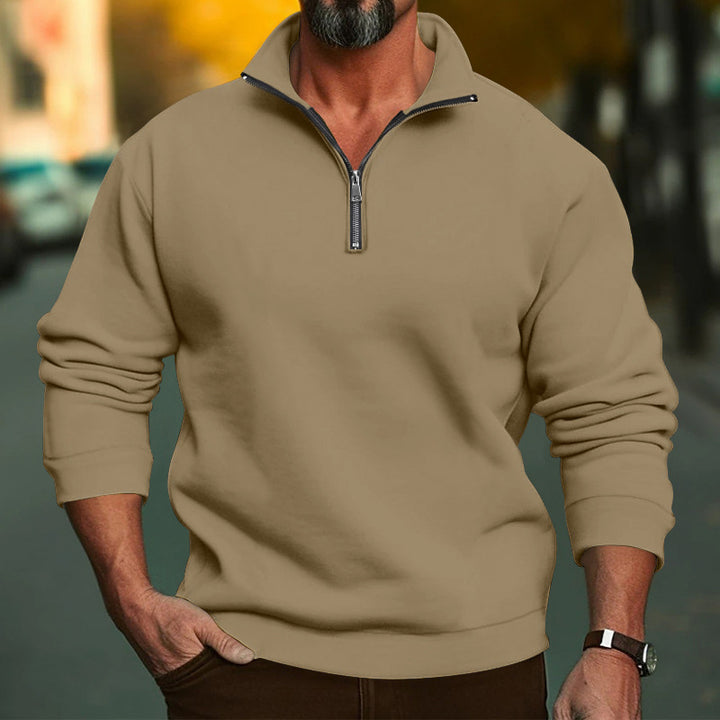 Men's casual sweatshirt with zip stand-up collar and soft brushed fleece inside StylebySassy