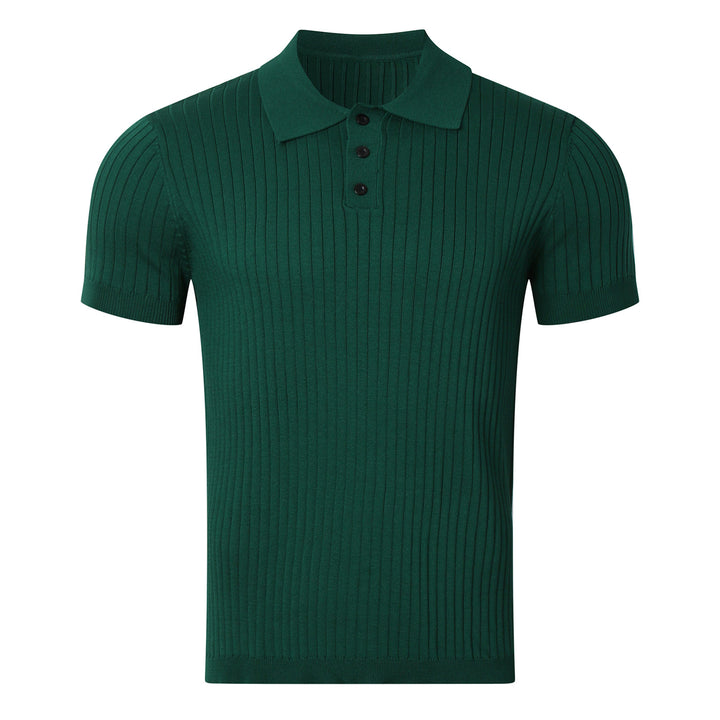 Men's narrow-cut ribbed polo shirt made of fine knit with short sleeves and polo collar StylebySassy