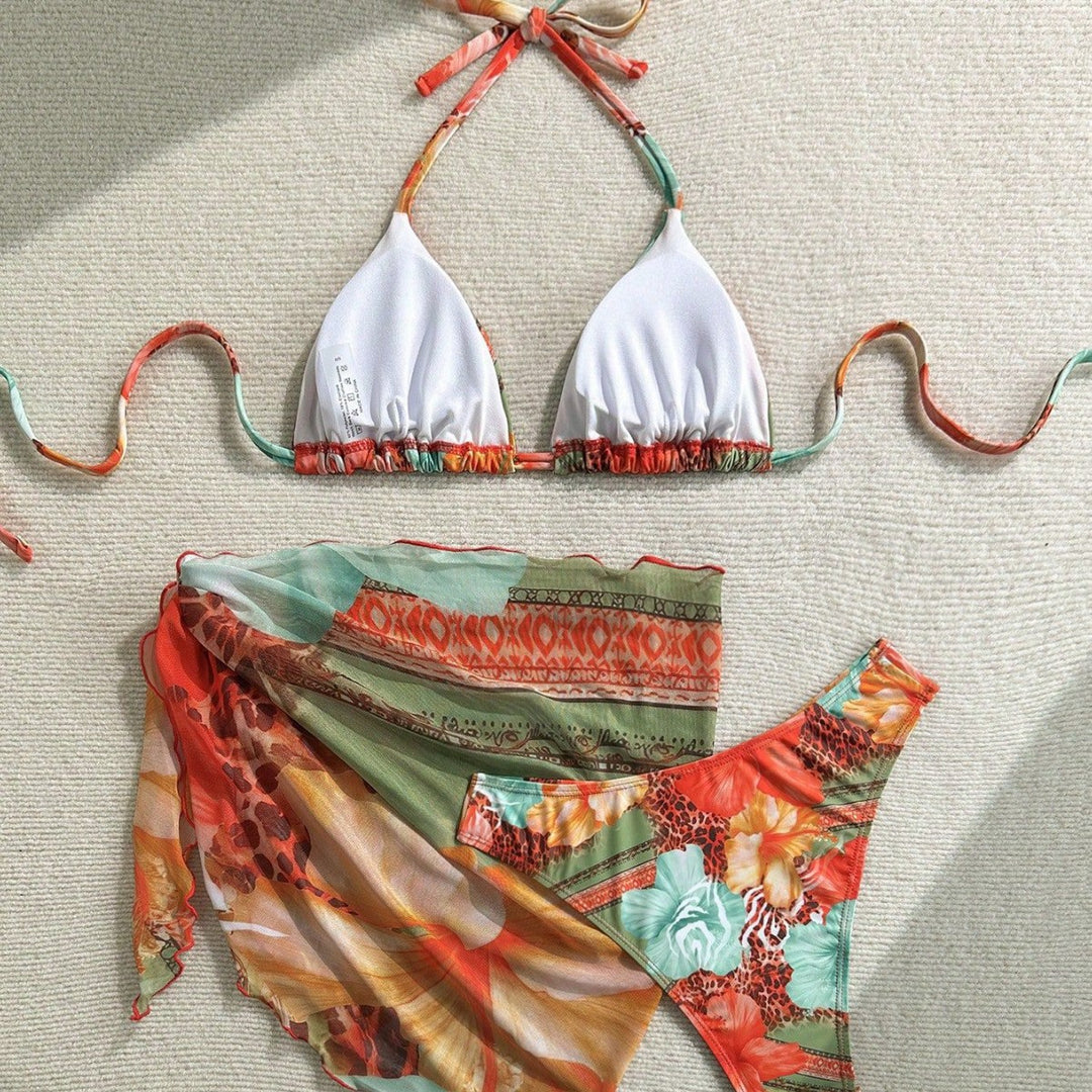 Women Floral Bikini Set with combination of top and wrap cloth StylebySassy