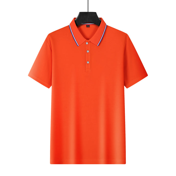 Men's breathable piqué polo with contrast stripes on the collar StylebySassy