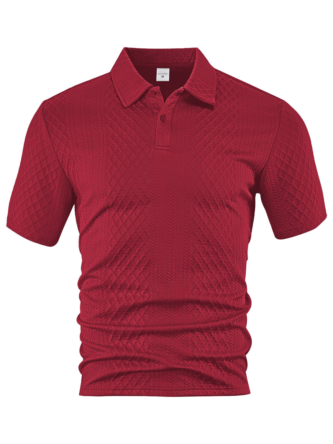 Men's textured jacquard polo shirt short sleeves slim fit with polo collar StylebySassy