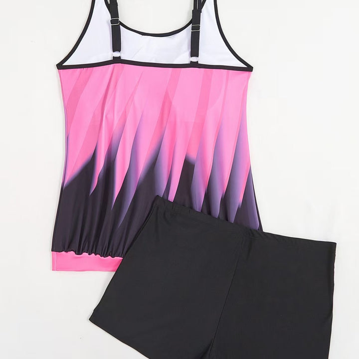 Women's sporty tankini set with colorful top and comfortable shorts StylebySassy