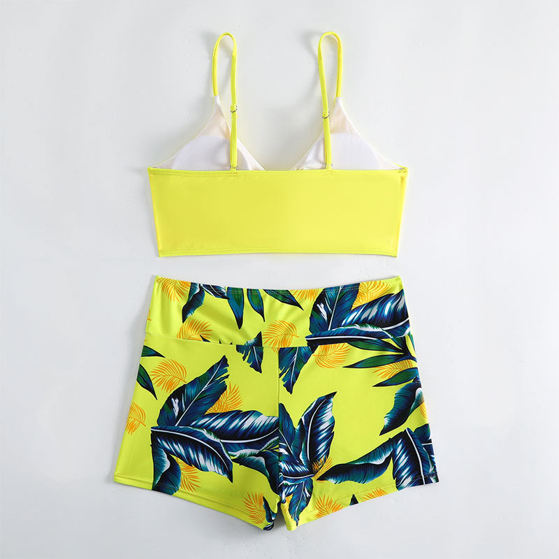 Ladies bikini set with horizontally gathered top and casual shorts StylebySassy