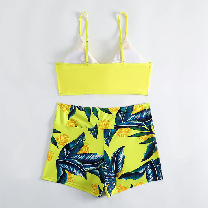 Ladies bikini set with horizontally gathered top and casual shorts StylebySassy
